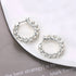 Sparkling 14K White Gold Plated Circle Cubic Zirconia Men Women Hoop Earrings